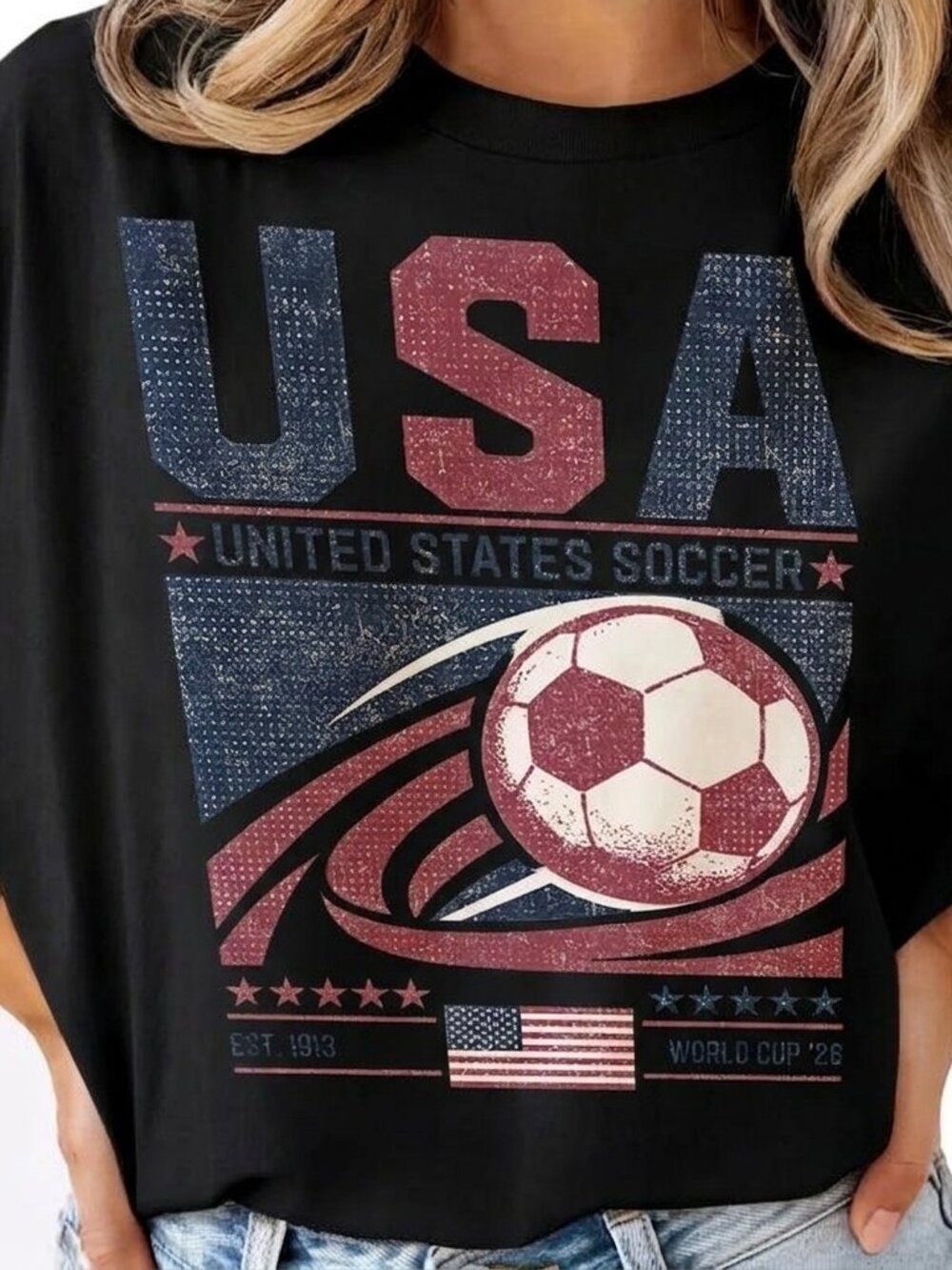 Vintage USA Soccer Tee, Retro 90s Football Fan Graphic Shirt